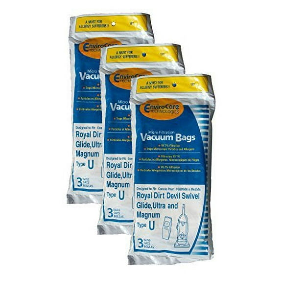 9 Royal Dirt Devil Type U Upright Vacuum Cleaner Bags 3920047001, 920047, 454745