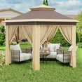 thumbnail image 6 of Garvee 79.5" Foldable Gazebo Tent, Pop Up Canopy Tent with Mosquito Netting, Double-Layer, Khaki & beige, 6 of 11