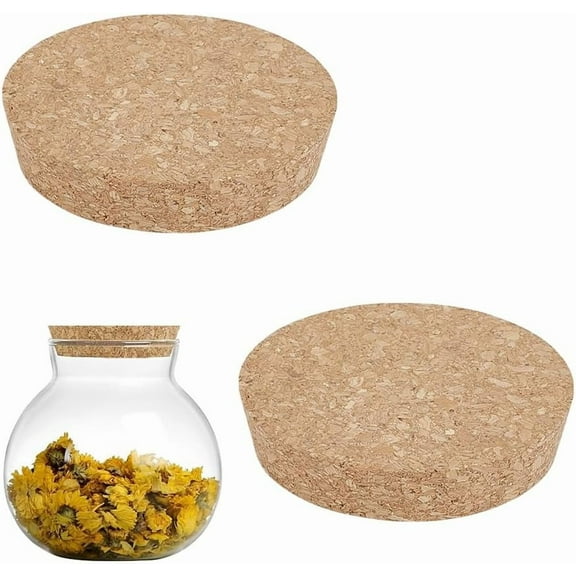 2Pcs Large Cork Lids for Jar 3.6 to 3.9 Inch Wood Tapered Plugs Replacement Wine Bottle Cork Lids for Mason Jars Glass Bottles Wine Beer Bottle Canning Jars and Pottery Tan