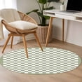 thumbnail image 5 of Sage Green Plaid Large Area Rugs for Bedroom Living Room, Soft Non Slip Carpet Bedside Rug, Farmhouse Green White Checkered Lace Round Floor Cover Kitchen Accent Rug 3' for Dining Room/Office, 5 of 9