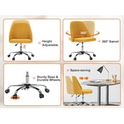 MCQ Office Desk Chair,Armless Office Chair,Modern Adjustable Rolling Vanity Swivel Seating with Wheels for Home, Bedrooms, Study, Student, Adults,Yellow