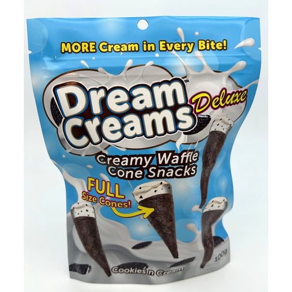 Dream Creams Cookies n Cream Waffle Cones Full Size 4 Count