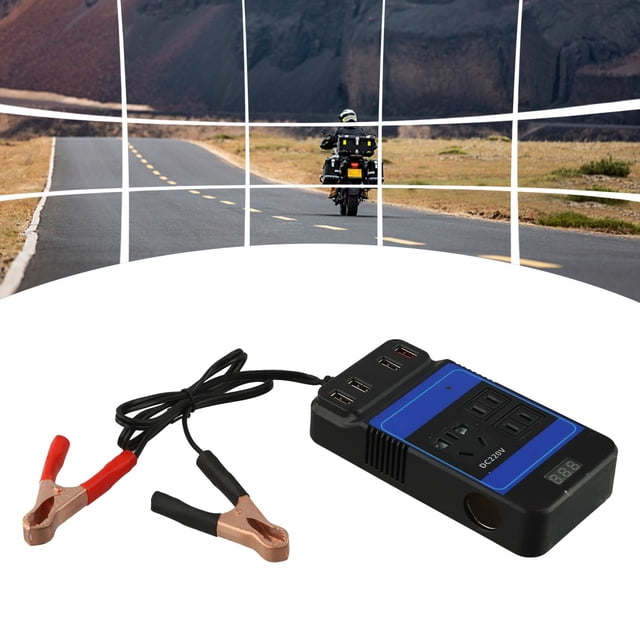 SPRING Car 100W Converter Power Inverter DC 12V/24V To 220V Invertor Ports Adapter Black