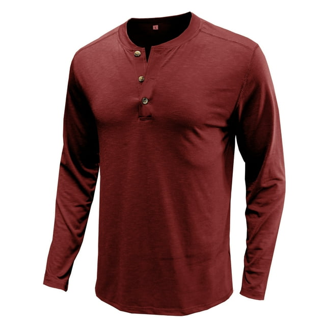 CEHVOM Men Long-Sleeve Beefy Muscle Basic Solid Pure Color Blouse Tee Shirt Top