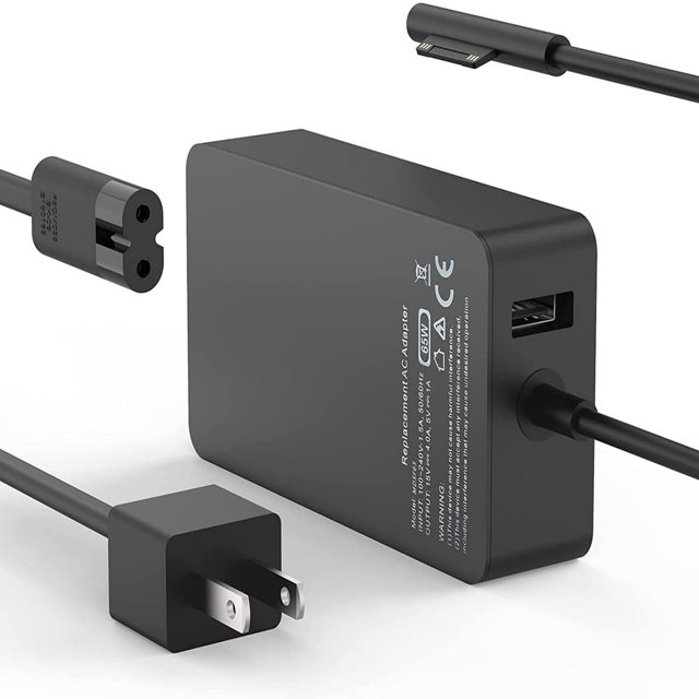 CUITING Chargeur d'Ordinateur Portable 65W pour Surface Pro 9 8 7+ 7 6 5 4 3 X Windows Surface Ordinateur Portable 5 4 3 2 1 Studio Surface Go Tablette Surface Book 3 2 1 Support 44W 36W LED 7.8 Pieds Noir