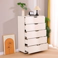 thumbnail image 3 of CQSXDA Modern 5-Drawer Dresser with Wheels - Versatile Storage Cabinet for Bedroom or Living Room, White, 3 of 11