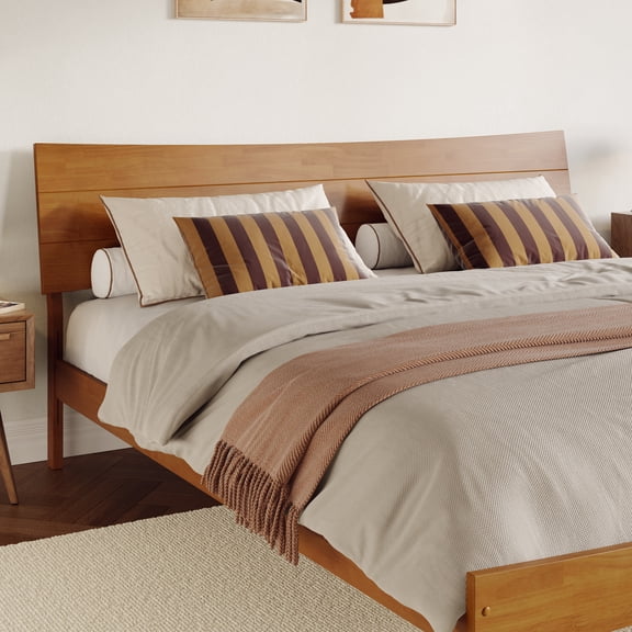 Phoenix King Solid Wood Headboard in Light Toffee