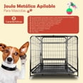 thumbnail image 3 of Jaula metálica apilable para perro y gato 94×63×79 cm con ruedas giratorias charola deslizante y 2 comederos de acero inoxidable color gris oscuro, 3 of 8