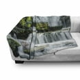 thumbnail image 3 of Waterfall Soft Flannel Fleece Throw Blanket, Majestic River Blocked Massive Rocks Moss on Them Photo, Cozy Plush for Indoor and Outdoor Use, 70" x 90", Green Black and White, by Ambesonne, 3 of 6