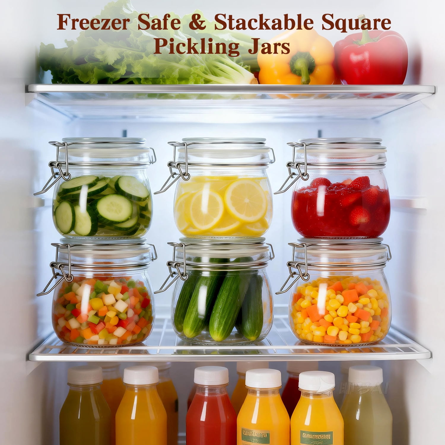 9 Pcs Airtight Glass Jars Set Includes 3 Accessories, TAIMASI 17oz Food Storage Jar with Airtight Clamp Lids, Small Clear Mason Jars for Kitchen Canning, Flour, Cereal