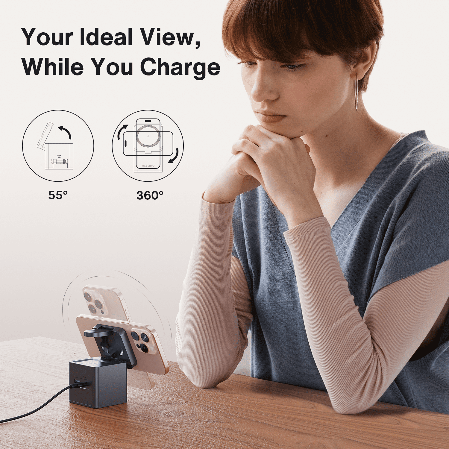 65W 5 in 1 Wireless Charging Station Cube with Retractable Cable Cord for MagSafe Magnetic Charger for iPhone 16 Pro Max