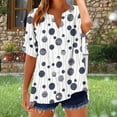 thumbnail image 4 of Camisetas Casuales de las Mujeres con Cuello en V Manga Corta Suelta de Moda Botón de Verano Impresa Camiseta, 4 of 5