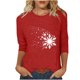 thumbnail image 1 of Camisetas de Manga Larga de las Mujeres Imprimir Navidad Cuello Redondo 3/4 Manga Suéter, Top Casual para las Vacaciones, 1 of 3