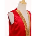 thumbnail image 6 of Doomiva Girls Boys Sequins Satin Dance Tunic Liturgical Praise Dance Top Sleeveless Open Front Split Worship Choir Robe Red 12, 6 of 7