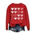 thumbnail image 1 of Penkiiy Chandail en Molleton Imprimé Cœur pour Femmes Manches Longues Col Rond Décontracté Ample Vintage Amour Graphique Chandail TG Rouge, 1 of 4