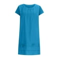 thumbnail image 4 of VKEKIEO Maxi Dress For Women Mini Crew Neck Short Sleeve Printed Blue L, 4 of 8