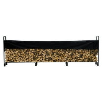 Telyswee 12.5FT Outdoor Firewood Rack with Waterproof Cover Heavy Duty Strong Stand Rack for Fireplace Fire Pits Wood Pile Storage Holder Lumber Rack, Black