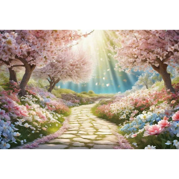 Spring Holiday Background for Photography Pink Flower Cherry Blossom Photo Backdrop Sign Birthday Party Photocall Props