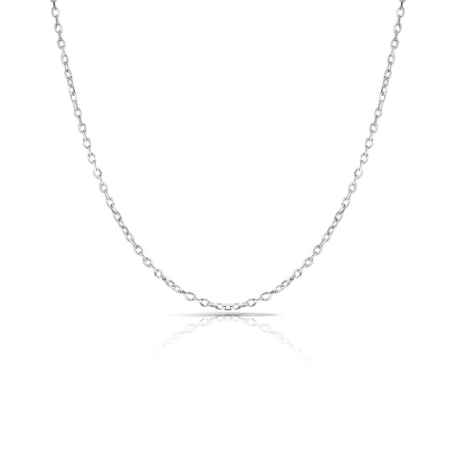 JeenMata Collar de Cadena Rolo Plana de Plata Esterlina de 2 mm y 18 Pulgadas en Color Blanco: Uso Diario para Hombres y Mujeres