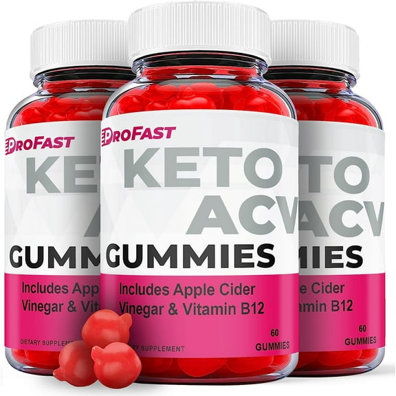 (3 Pack) ProFast Keto ACV Gummies - Supplement for Weight Loss - Energy & Focus Boosting Dietary Supplements for Weight Management & Metabolism - Fat Burn - 180 Gummies