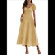 thumbnail image 2 of Vestido Midi Informal de Verano para Mujer, con Mangas , Escote en V, Fruncido y Volantes Escalonados. Amarillo L, 2 of 7