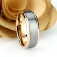 thumbnail image 2 of Men's Women's Tungsten Wedding Band Engagement Ring 8mm Brushed Silver Tone & Rose Gold Inside Ring, SZ 7.5, 2 of 3