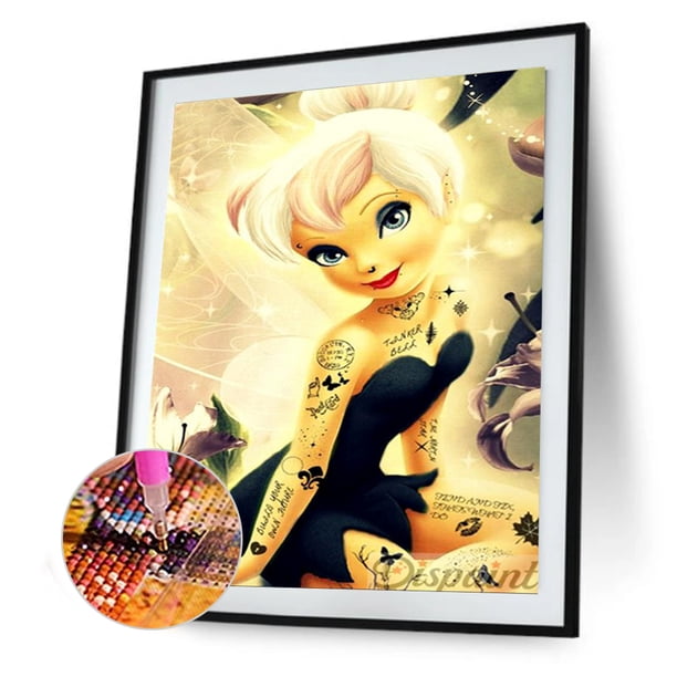 Cuadros Decorativos Tinkerbell princesa 5D bricolaje completo diamante pintura cuadrado Rhinestone (N257) Wdftyju embutido en tela