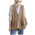 thumbnail image 1 of HBFAGFB Cardigan pour Femmes Gilet en Dentelle Col en V Ouvert Gilet Tendance Sans Manches Khaki Taille Unique, 1 of 5