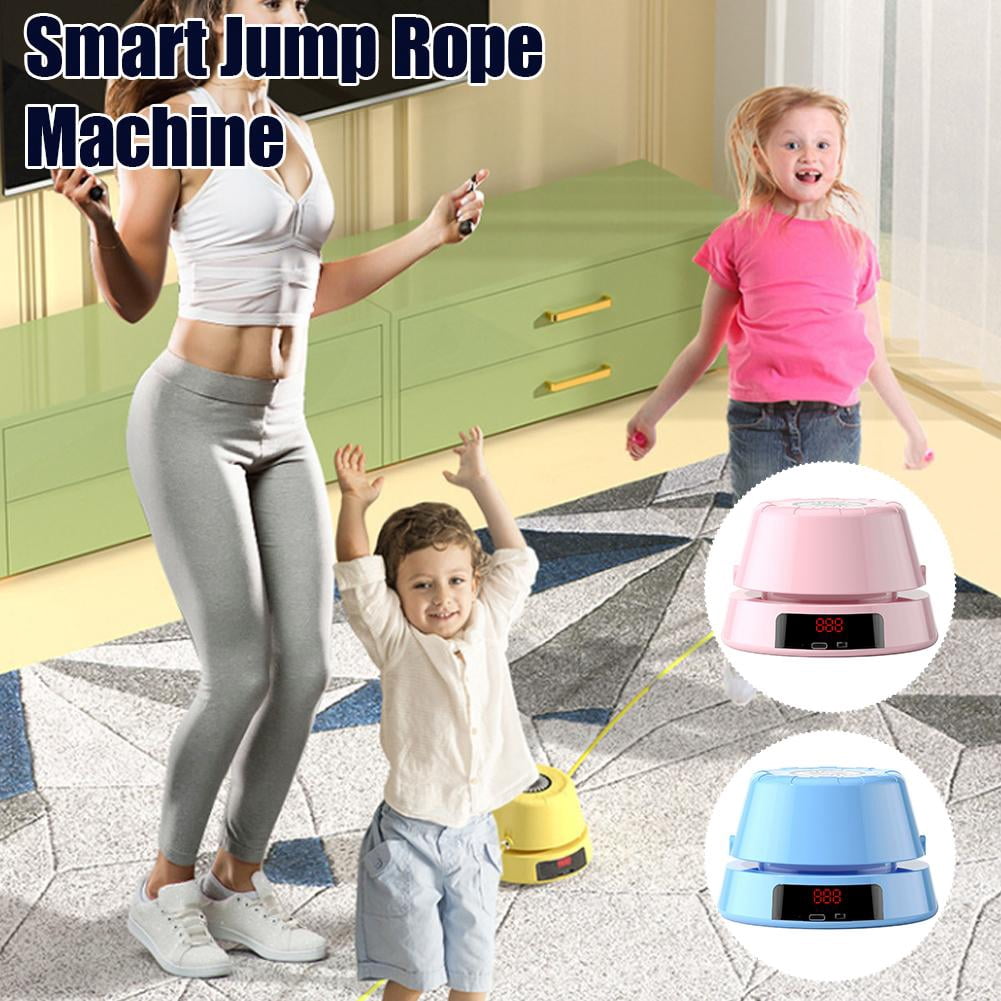 Smart Jump Rope Machine, Hands-Free Automatic Floor Jump Rope for Kids & Adults,1-10 Speed Level Adjustment Multiplayer Fitness Trainer LED Display Counter,Rechargeable for Family & Home