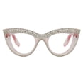 thumbnail image 4 of Women Personalized Handmade Diamond Pink Cat Eye Reading Glasses Ladies Anti-blue light Readers, 4 of 6
