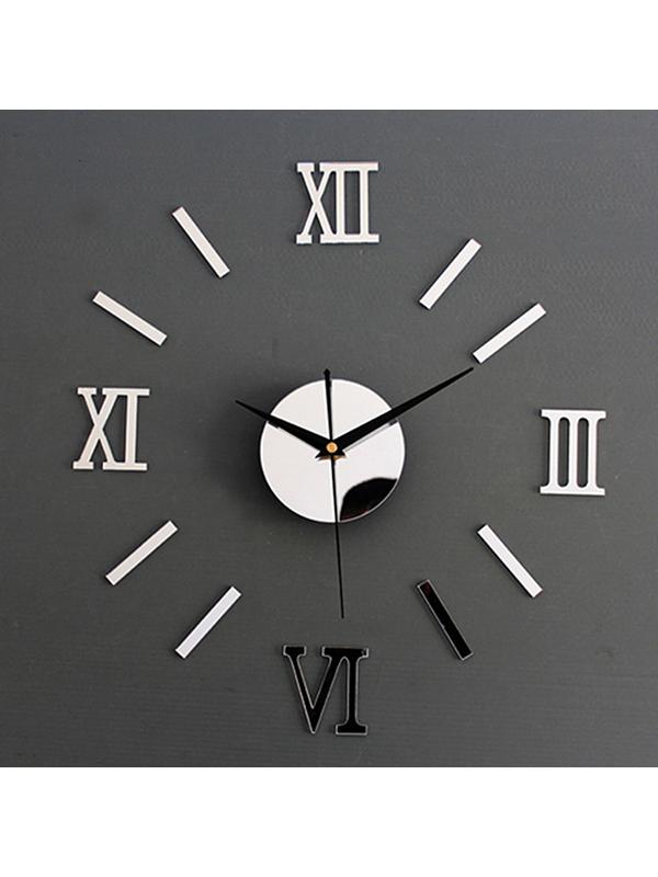 DIY 3D Wall Clock Roman Numerals Large Mirror Surface Luxury Big Art