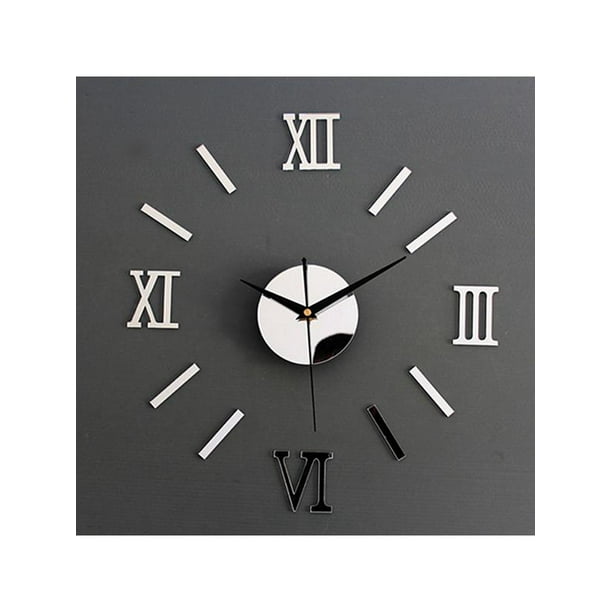 DIY 3D Wall Clock Roman Numerals Large Mirror Surface Luxury Big Art Clock Decor