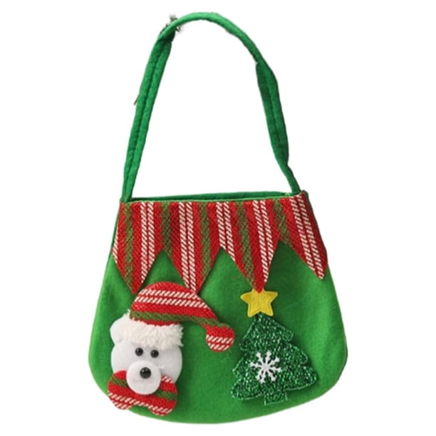 Bewildely Bolsa de regalo de Navidad Impreso Decorativo Vacaciones Navidad Dulces Snack Bolso Bolsa Reutilizable Colgante Fiesta temática de Kits de decoración para fiestas tipo 4
