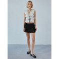 thumbnail image 3 of Women Lace Trim Shirts Sleeveless V Neck Flutter Sleeve Tie Front Cropped Tank Tops Slim Fit Going Out Tops White M, 3 of 5