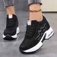 thumbnail image 2 of Willtoo Women's Platform Hidden Wedge Fashion Sneakers Lace‑Up Faux Leather Height‑Boost Walking Shoes, Non Slip Comfortable Casual Sport Shoes, 2 of 4