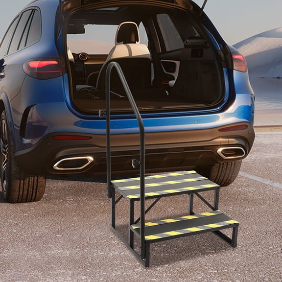 2 Steps With Handrail Hand Rail Stair For RV Exterior Steps Camper Steps Ladder!