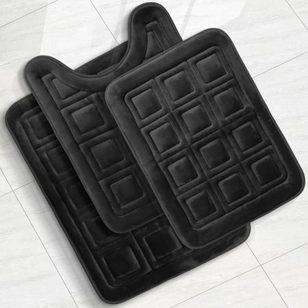 Velvet Memory Foam Bathroom Rugs Ultra Soft Bath Mat Rug Non Slip Waffle Design