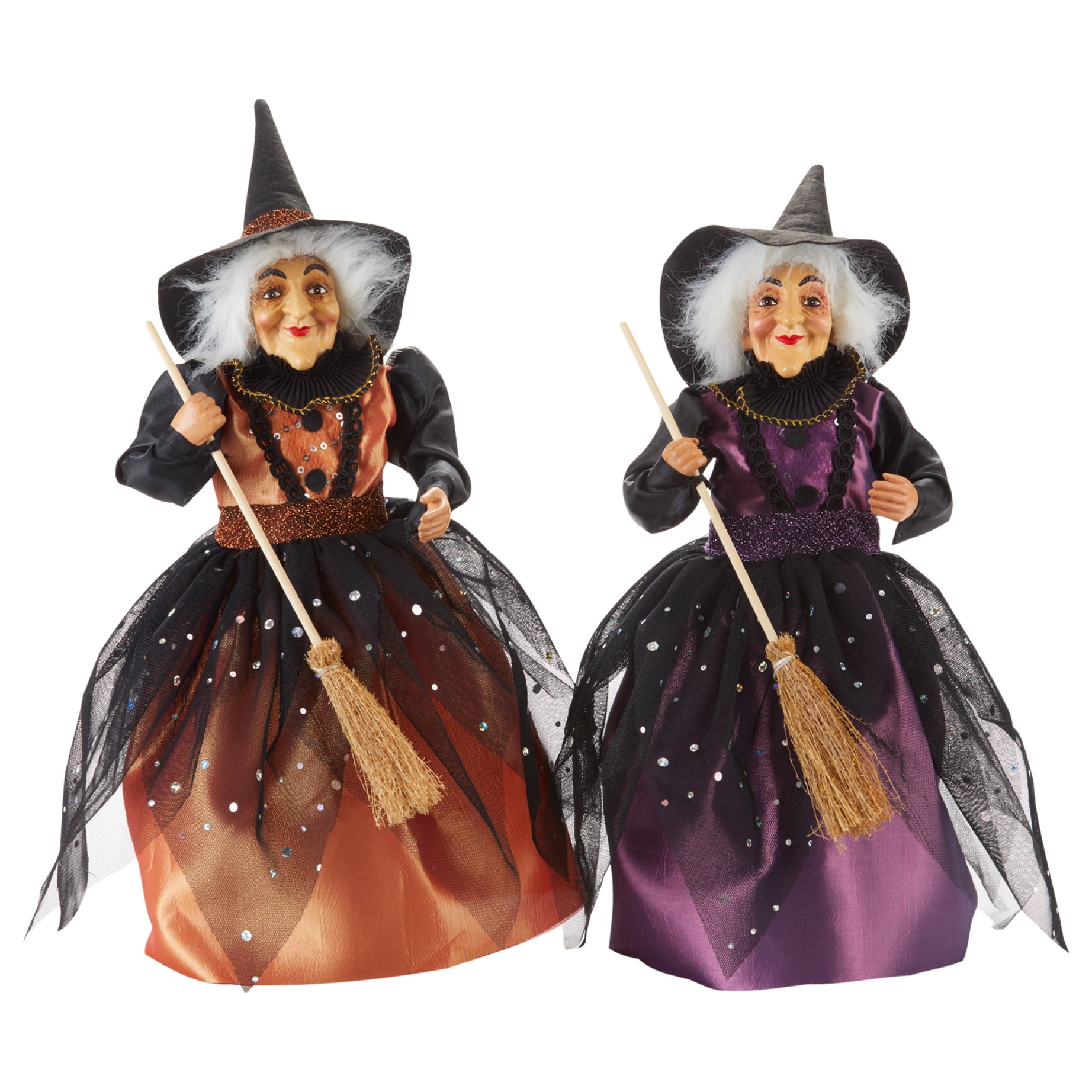 Witch Cone Midnight Black 12 inch Resin Stone Halloween Figurines Set