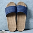 thumbnail image 1 of Pantuflas de lino para el hogar, pantuflas de interior para parejas, piso de madera, algodón y lino, sandalias de verano de suela gruesa antideslizantes para hombres y mujeres, 1 of 6
