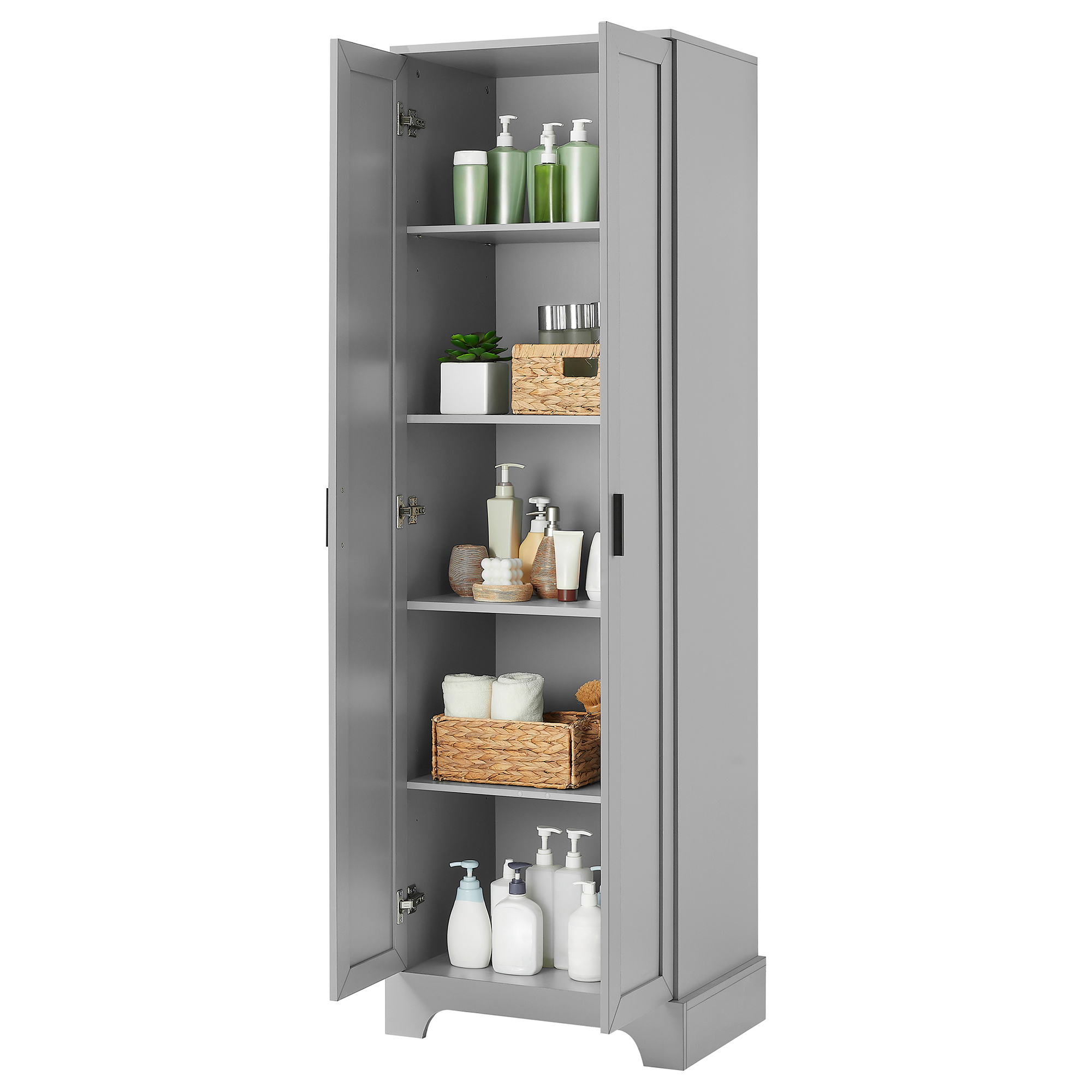 71" Tall Storage Cabinet with Two Doors 5 Layer Adjustable Shelf , MDF Board Floor Cabinet for Dinning Room ,Kitchen,Bathroom, Office