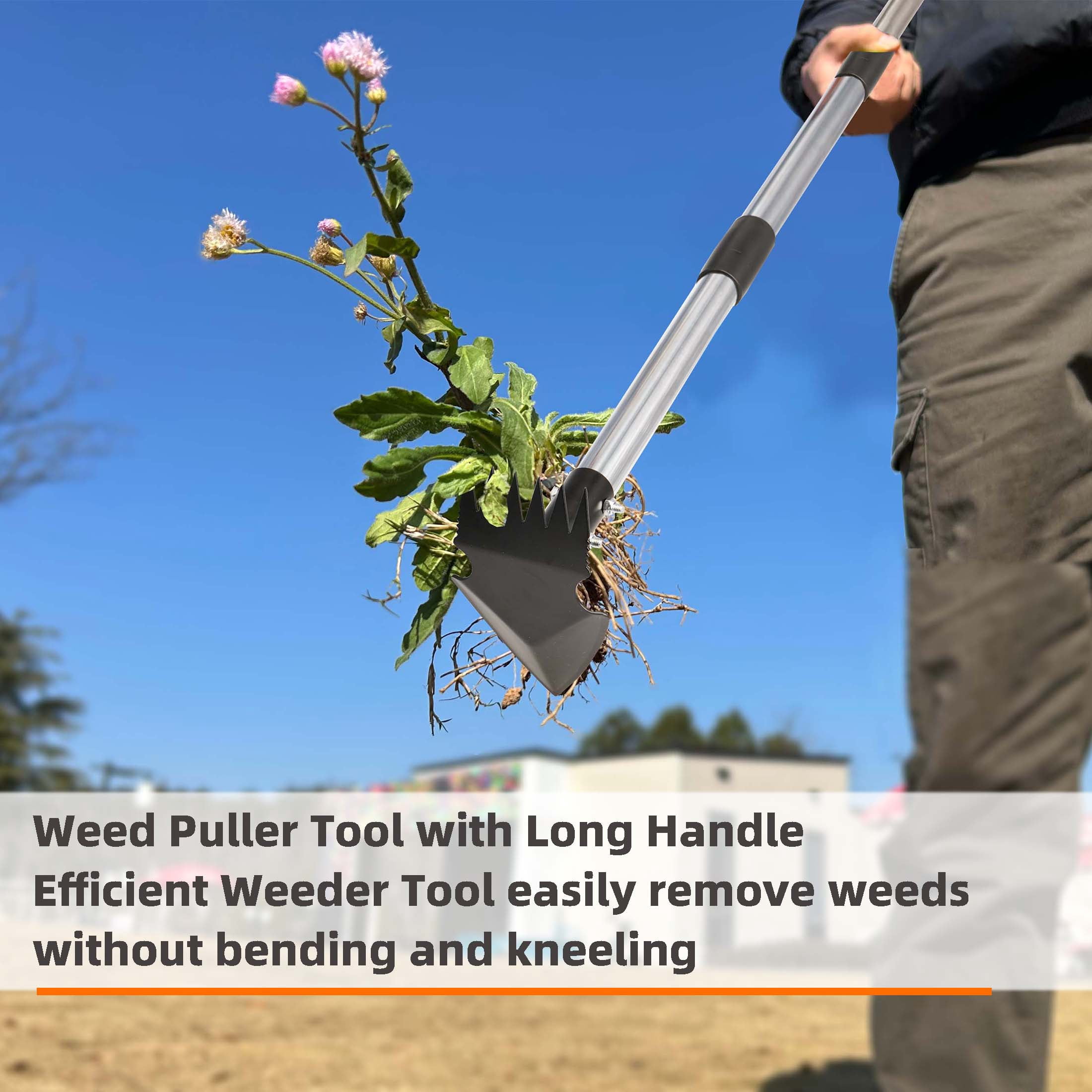 YARTTING Weed Puller Tool with Long Handle, Efficient Weed Remover Tool, 2-in-1 Weed Rake & Hoe Garden Tool for Easy Weed Removal Deeper Root Digging