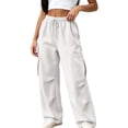 thumbnail image 3 of Womens Pants Zeliretfy Women's Baggy Cargo Sweatpants Wide Leg Pants Athletic Open Bottoms Joggers Casual Athletic Workout Pants with Elastic Waist Lounge Loose Fit Hiking Running Going out, 3 of 9