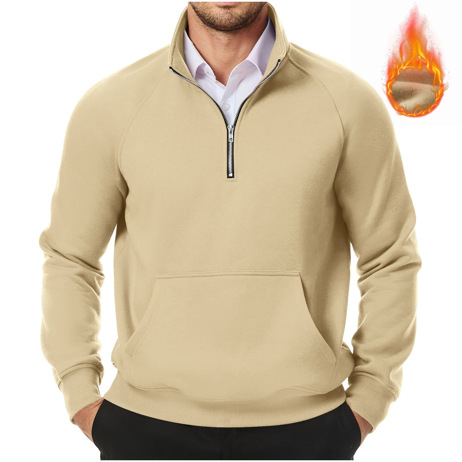 Dagugfen Tops for Men Fall Winter Zipper V Neck Pullover Fitted