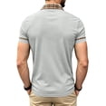 thumbnail image 6 of Zimjoy Men's Polo Shirt Short Sleeve Waffle Knit Casual Golf Polo Plaid Collar Stylish Button Down Business Casual Shirt for Men Gray M, 6 of 8