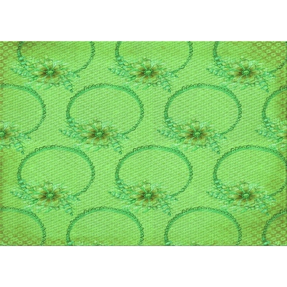 Ahgly Company Machine Washable Indoor Rectangle Transitional Emerald Green Area Rugs, 5' x 7'