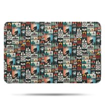 Multicolor Bigfoot and Text Pattern Bathroom Rugs Mat,Non Slip Microfiber Bathroom Rug,Rubber Backing,Soft Bathroom Mats for Bathroom Floor,Tub and Shower,17x27in(43x68cm)