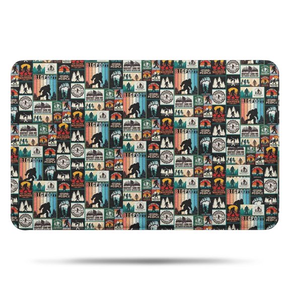 Multicolor Bigfoot and Text Pattern Bathroom Rugs Mat,Non Slip Microfiber Bathroom Rug,Rubber Backing,Soft Bathroom Mats for Bathroom Floor,Tub and Shower,17x27in(43x68cm)