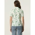 thumbnail image 4 of DARING DIVA Peter Pan Collar Cotton Short Sleeve Shirt L Green, 4 of 6