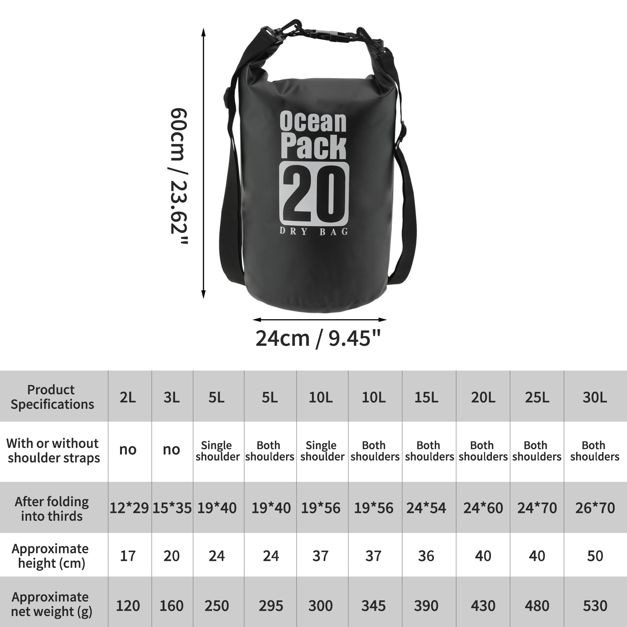 Unique Bargains Durable Waterproof Dry Bag Black