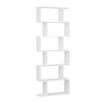 thumbnail image 3 of Homfa Geometric Bookcase Wooden Wood S Shape Storage Display Unit Bookcase Bookshelf 6-tier Storage, 75" H x 27.6" W, White, 3 of 5